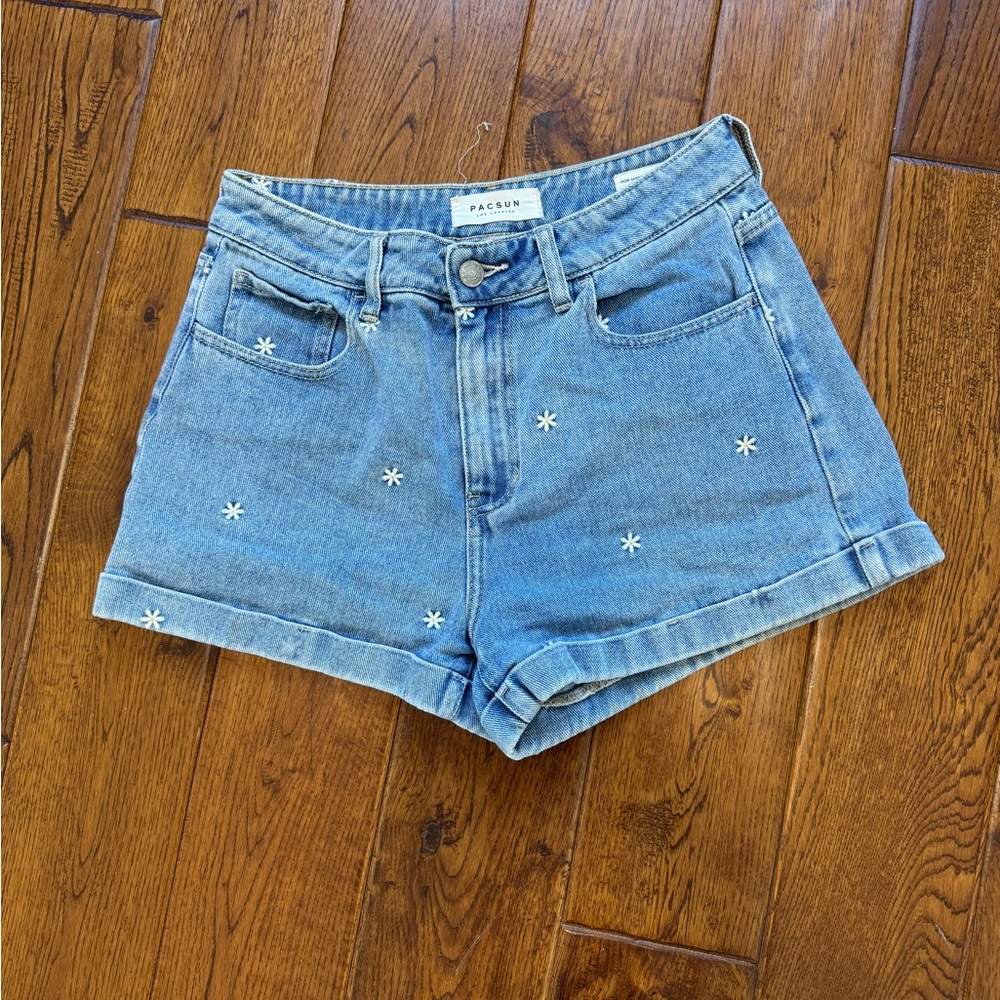 PacSun Blue Jean Shorts with Pearl Embellishments